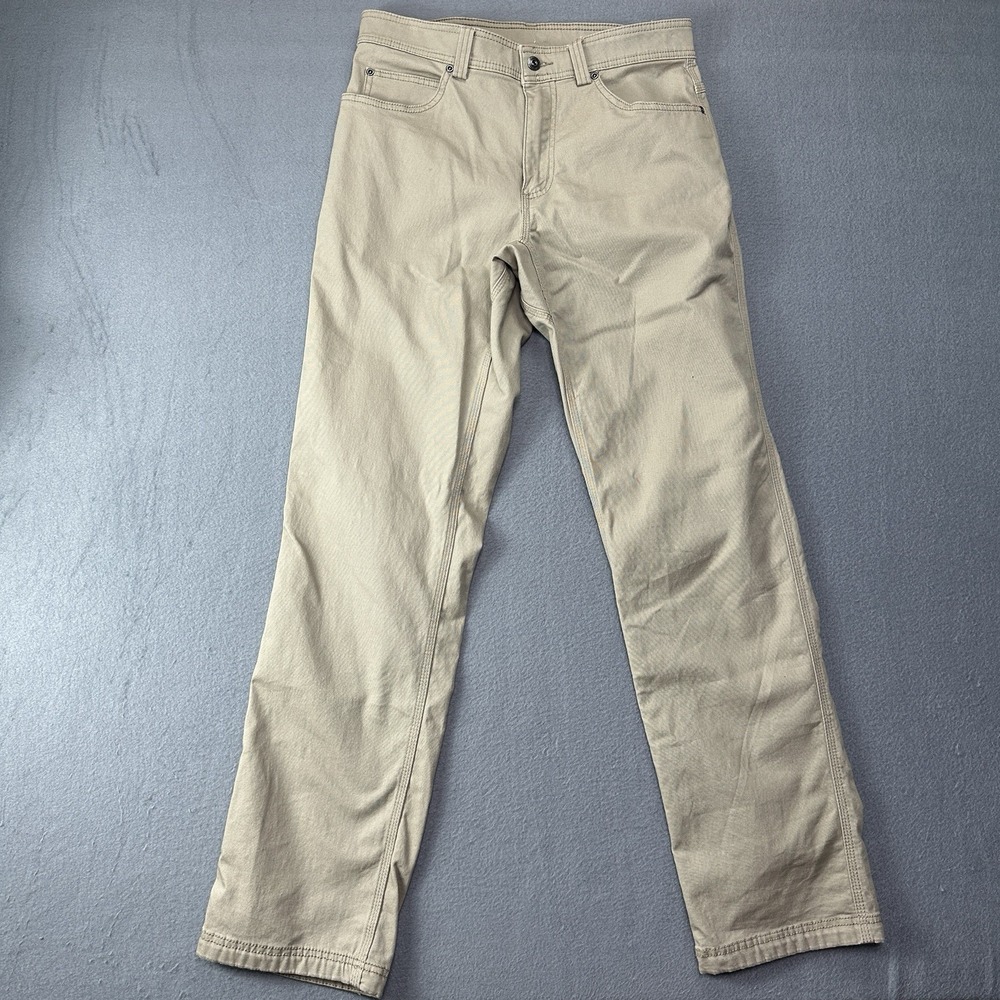 Duluth Trading Flex Fire Hose Pants Mens 32x34 Standard Fit Khaki Stretch Work